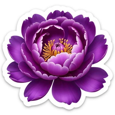 "A blooming purple peony with intricate petal details and soft shading."
 sticker