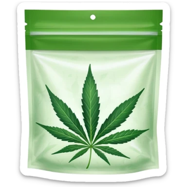 transparent ziplock bag with sativa leaf inside sticker