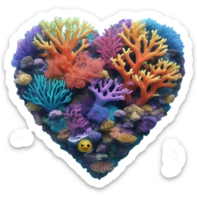Colorful ocean Coral reef in a the shape of a heart sticker