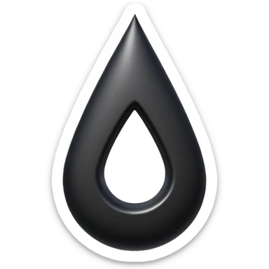 Minimal emoji, gothic teardrop sculpted from solid black metal, smooth reflective surface, heavy symbolic form, no glow, no neon, flat emoji style, centered, transparent background sticker