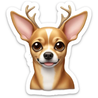 A chihuahua with deer antlers sticker