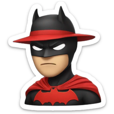 bat man with a red hat sticker