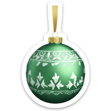 sage green christmas ornament with winter pattern sticker