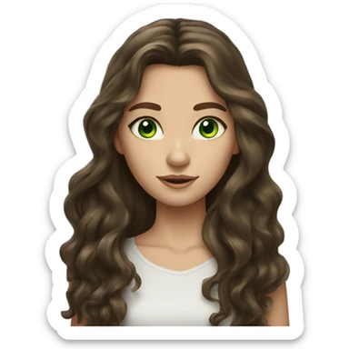 brunette long wavy hair girl green eyes sticker