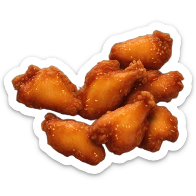 Plate of Korean glazed fried chicken, bon chon sticker