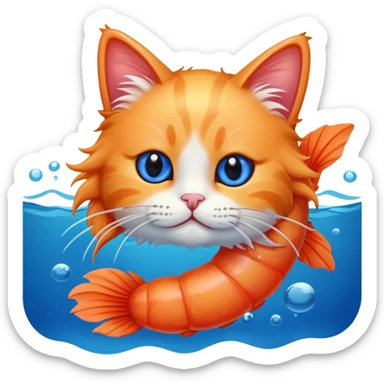 Shrimp cat in ocean sticker