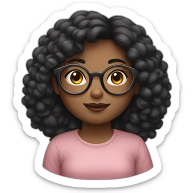 a girl with big round glasses  sticker