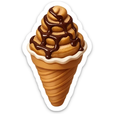 Add chocolate drizzle to the pile of churros in a paper cone. Keep the background transparent. Maintain the original style and look of the churros. sticker