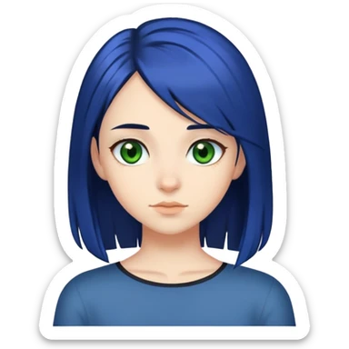 Girl Witz shoulder-long black-blue hair and brown-green Eyes, Teenager sticker