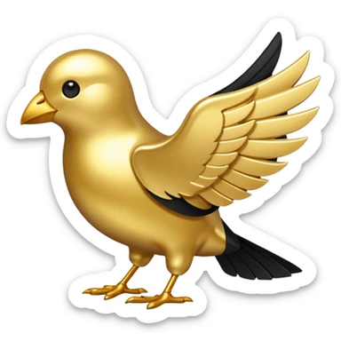 One single shiny Gold and black twitter icon, png, no background, no border sticker