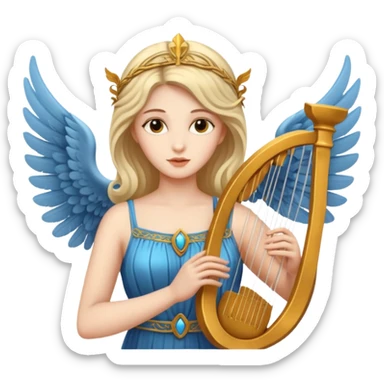 Muse of inspiration with wings and a lyre in her hand sticker