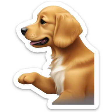 Red golden retriever puppy with dark blonde man making cookies sticker