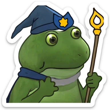A frog that's a wizard witha staff  sticker