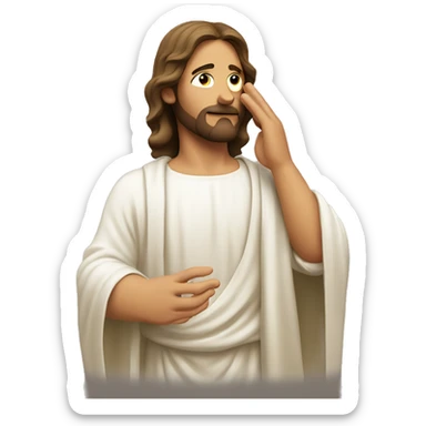 jesus listening with hand cupping ear sticker