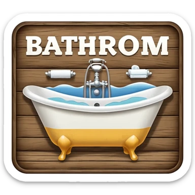 Wooden bathroom sign  sticker