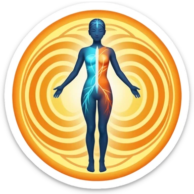 human silhouette with balanced energy lines sticker