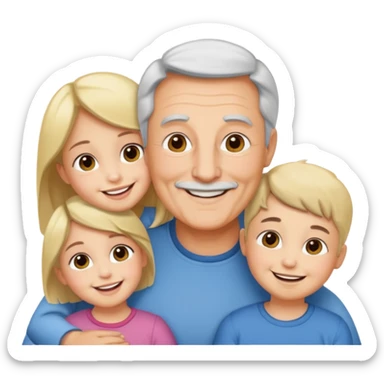 Papa solo avec ses deux filles et son fils sticker