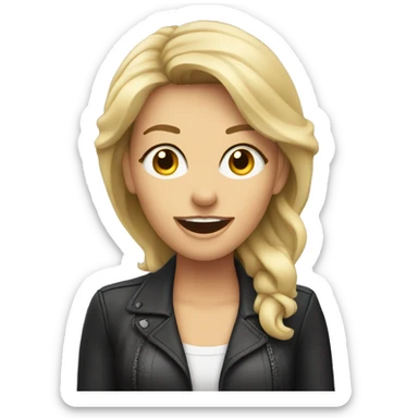 a white woman in a recording studio doing a voice over sticker