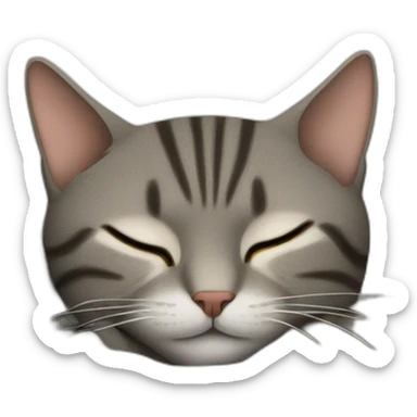 A grey/brown striped cat, sleeping on the couch sticker