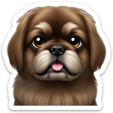 Dark brown pekingese sticker