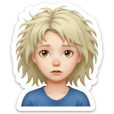 tired girl crazy hair sticker