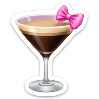Espresso martini with pink bow on the glass sticker