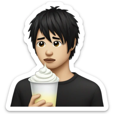 Sad emo Yogurt with black emo hair sticker