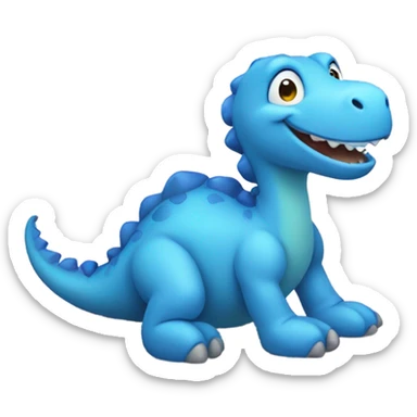little blue Dino, full body, lay on the ground, closing eyes, smiling sticker