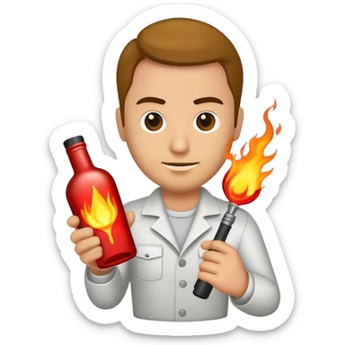 Man holding a Molotov cocktail sticker