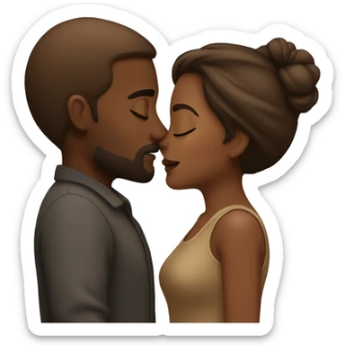 Brown couple kissing  sticker