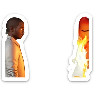 boy in flames sticker