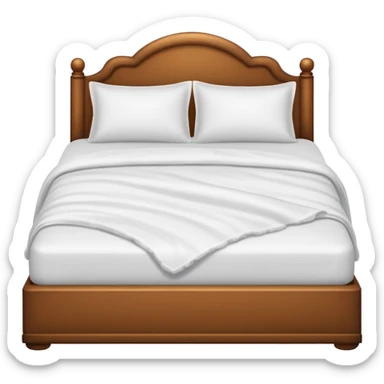 a white bed with white bedsheets sticker