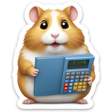 Hamster focused using calculator sticker