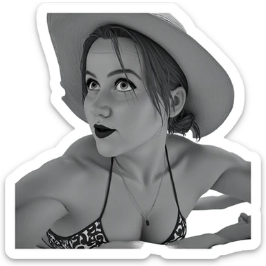 monochrome girl in swimsuit sticker