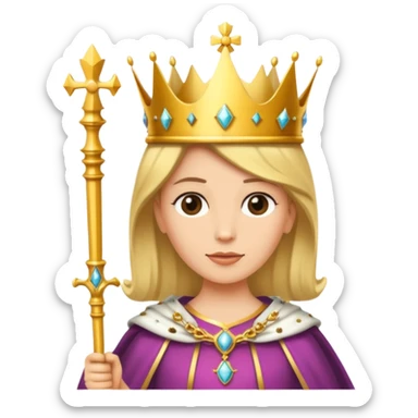 a gender-neutral monarch with a crown and scepter sticker