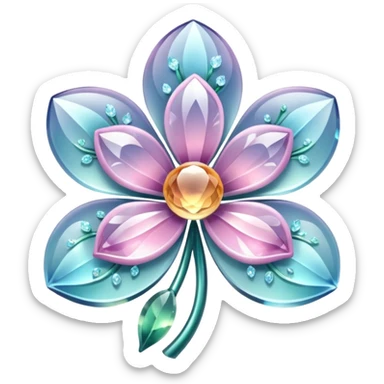 Sparkly glossy Pastel  glass crystal flower  sticker