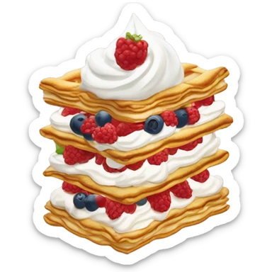 Mille feuille with berries and whipped cream  sticker