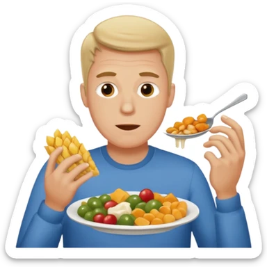 a tall white man eating 100 different foods sticker