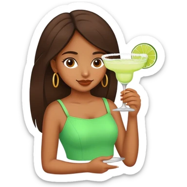 Brown girl drinking margarita sticker