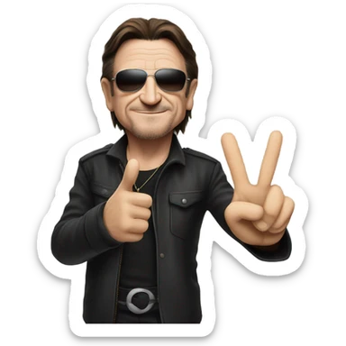 Bono doing peace sign sticker