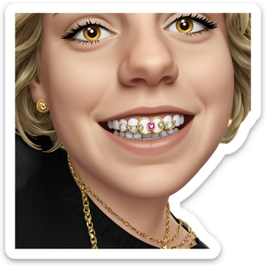 smiling girl with jewelry sticker
