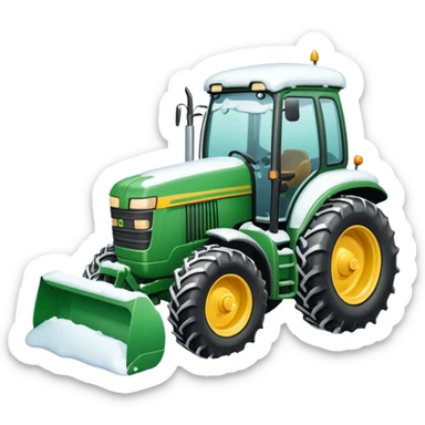 Big Green tractor with yellow blade pushing snow sticker