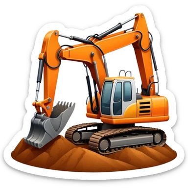 Excavator on pile of dirt sticker