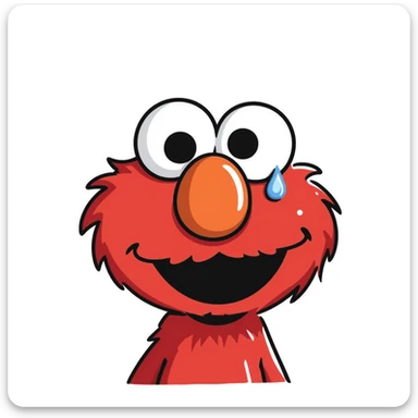 A sad Elmo feeling blue with a tear coming down sticker