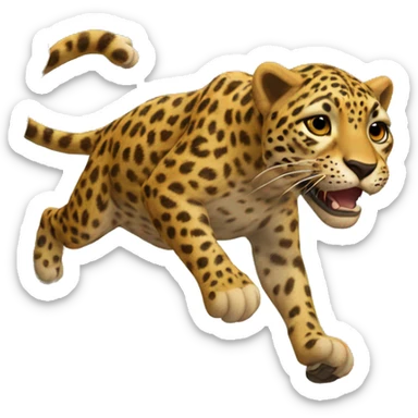 leapord jumping off a cliff sticker