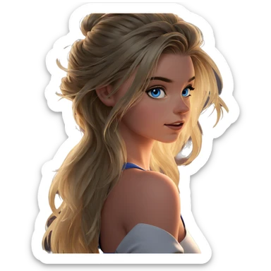 girl with blue eyes and fireworks sticker