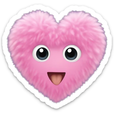 pink fluffy heart sticker