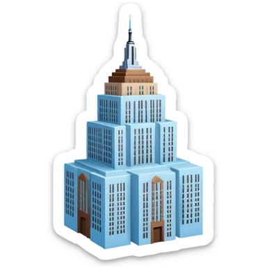Empire State Building light blue with plain brown cardboard boxes sticker