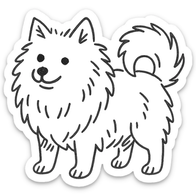 hand drawn outlined German Spitz dog sticker