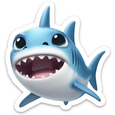 baby shark with a unicorn horn crying sticker